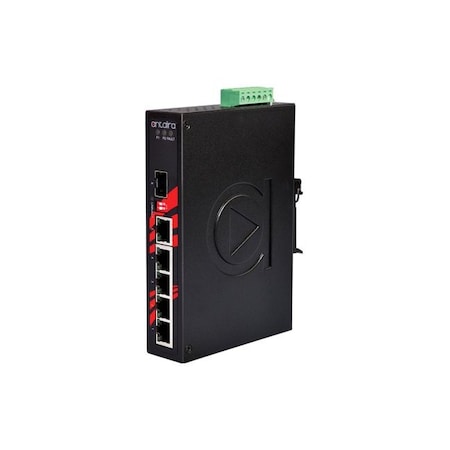 6-Port Industrial Unmanaged Ethernet Switch, W/5-10/100/1000Tx + 1-100/1000 SFP Slot
